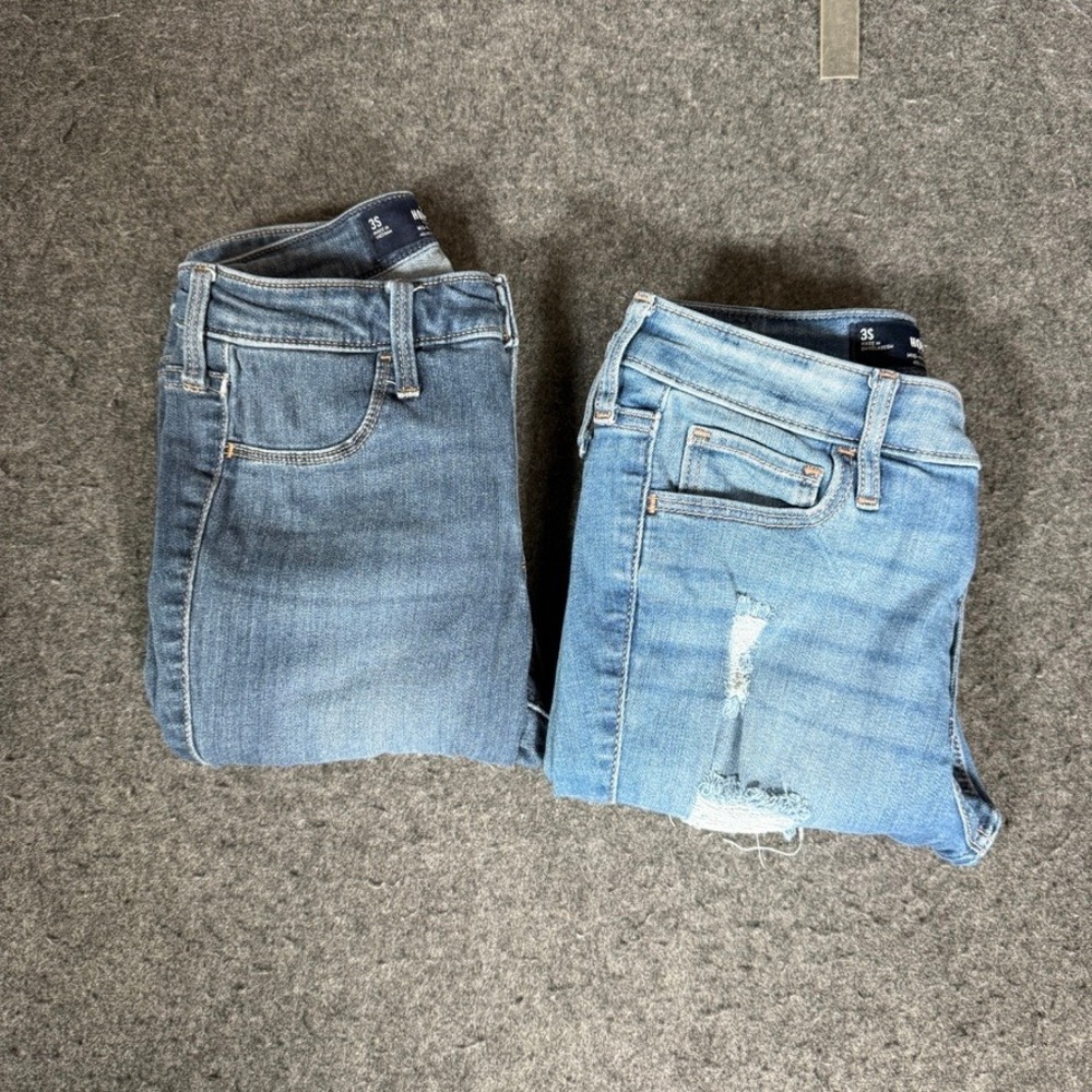 Hollister Mid-Rise Jean Legging Bundle 2 Pairs Blue Distressed‎ Stretch  3S W26